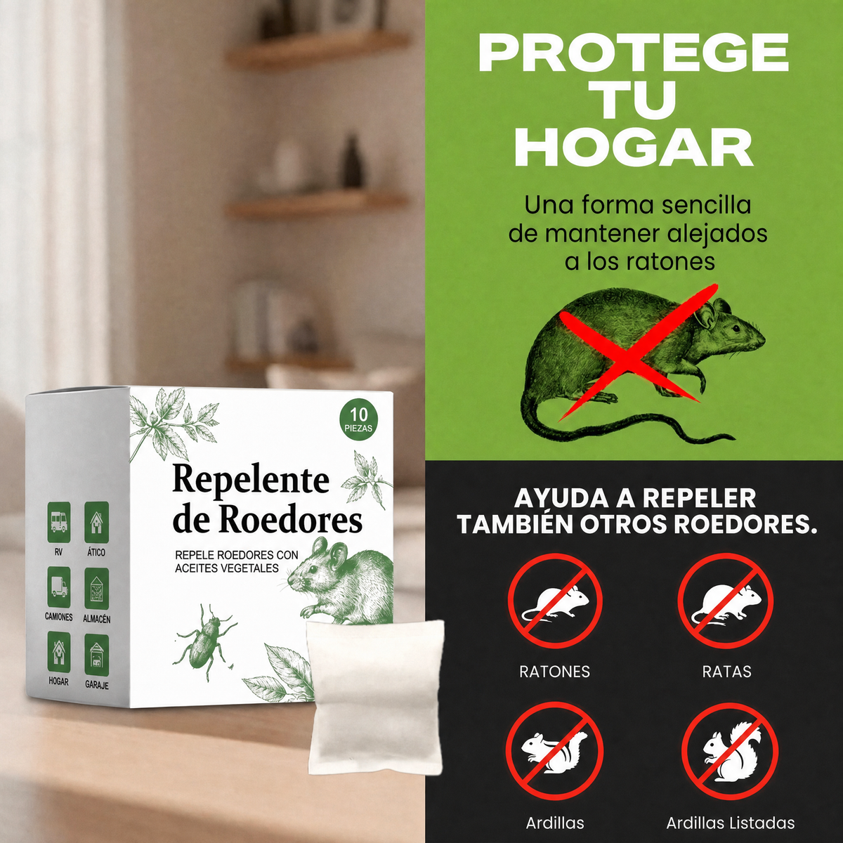 Ayuda a mantener alejados a ratones, ratas y ardillas
