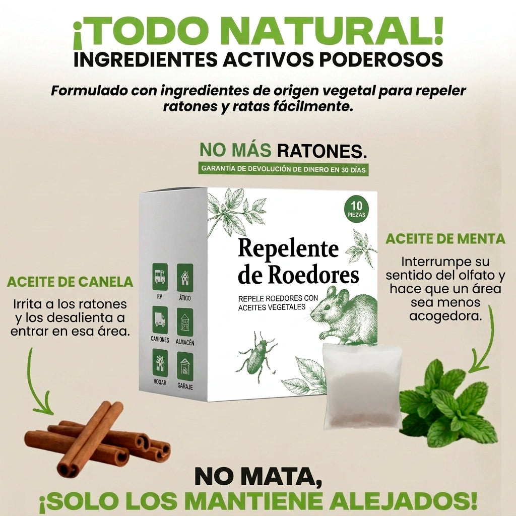 EcoRepelent – Repelente de roedores natural con aceites vegetales (10 bolsitas)