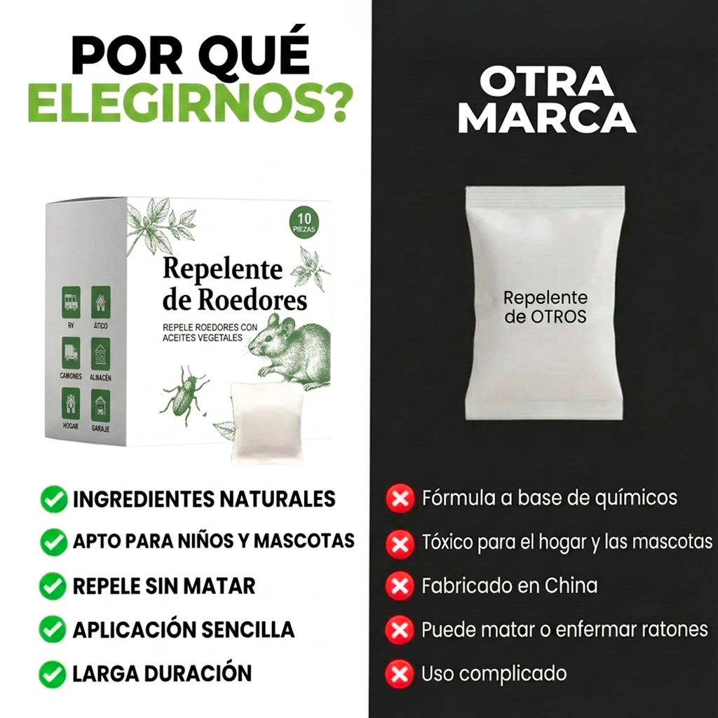 EcoRepelent – Repelente de roedores natural con aceites vegetales (10 bolsitas)